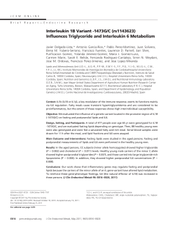 Interleukin 1B Variant -1473G/C (rs1143623) Influences Triglyceride