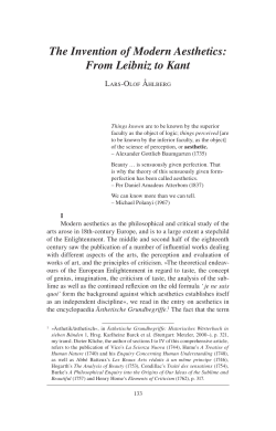 The Invention of Modern Aesthetics: From Leibniz to Kant