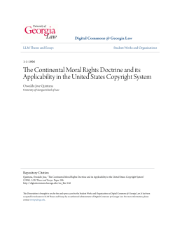 The Continental Moral Rights Doctrine and its Applicability in the