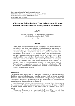 A Review on Indian Decimal Place Value System