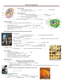 Discovering Cells - Riverdale Middle School