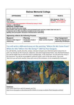 Staines Memorial College You will write a 400 word essay on the