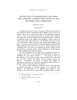 on the legal standard for evaluating free exercise