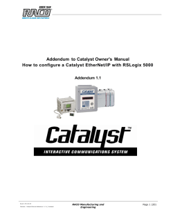 Addendum to Catalyst Owner`s Manual