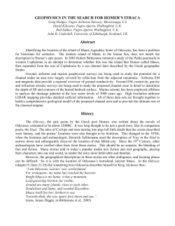 GEOPHYSICS IN THE SEARCH FOR HOMER`S ITHACA Abstract