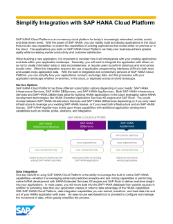 Simplify Integration with SAP HANA Cloud Platform