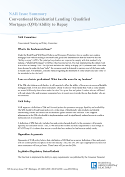 Conventional Residential Lending / Qualified Mortgage (QM)/Ability