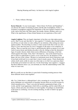 I. Poetry without a Message