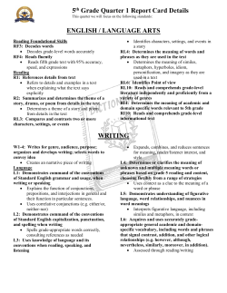 5th Grade Quarter 1 Report Card Details ENGLISH / LANGUAGE