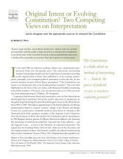 Original Intent or Evolving Constitution?