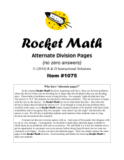 2007 copyright Rocket Math DIVISION WITHOUT ZEROS