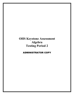 OHS Keystone Assessment Algebra Testing