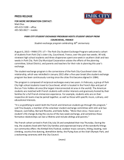 PRESS RELEASE - Parkcity.org