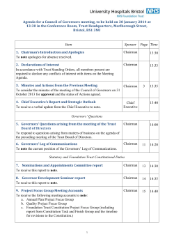 Agenda for a Council of Governors meeting, to be held on 30