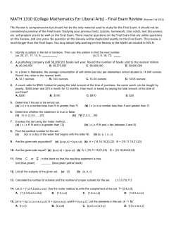 Math 1310 Practice Final Exam