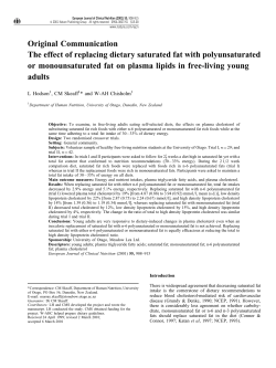 Original Communication The effect of replacing dietary saturated fat