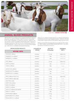 Animal Blood Products brochure