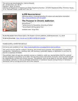 The Purpose in Chronic Addiction