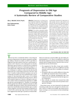 Prognosis of Depression in Old Age Compared to Middle Age: A