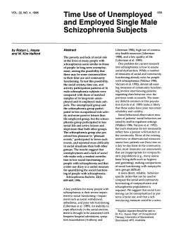 Time Use of Unemployed and Employed Single Male Schizophrenia