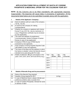APPLICATION FORM FOR ALLOTMENT OF QUOTA OF CODEINE