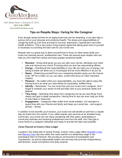 Tips on Respite Stays: Caring for the Caregiver