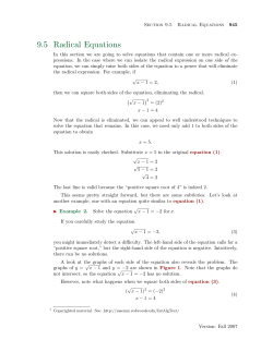 Section 5: Radical Equations