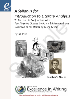A Syllabus for Introducfion to Literary Analysis