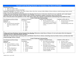 Second Grade Reading Standards for Literature: Key Ideas and