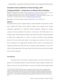 Accepted version published in Human Ecology, 2010 Changing