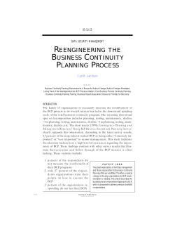 Reengineering The Business Continuity Planning Process