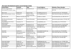 The Career Development Center`s List of Summer Camps Camp