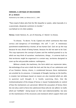 112/4/07 HERESIES. A CRITIQUE OF