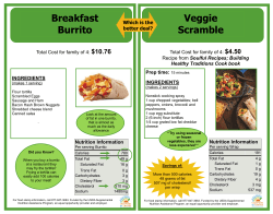 INGREDIENTS Nutrition Information Total Cost for family of 4