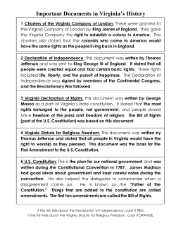 Important Documents in Virginia`s History