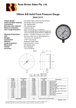 100mm S/S Solid Front Pressure Gauge Ross Brown Sales Pty. Ltd.