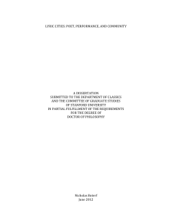 lyric cities: poet, performance, and community a