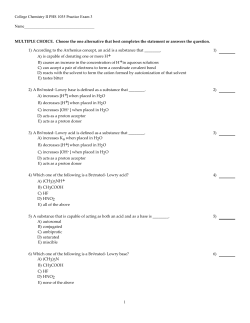 College Chemistry II PHS 1035 Practice Exam 3