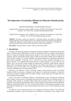 The importance of technology diffusion in Malaysian