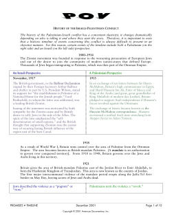 History of the Israeli-Palestinian Conflict