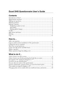 Excel DHS Questionnaire User`s Guide