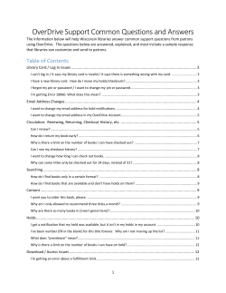 OverDrive Support Common Questions and Answers