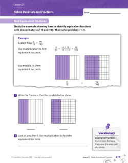 Find Equivalent Fractions Relate Decimals and Fractions Vocabulary