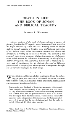 death in life: the book of jonah and biblical tragedy