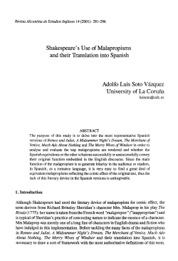 Shakespeare`s Use of Malapropisms and their Translation into