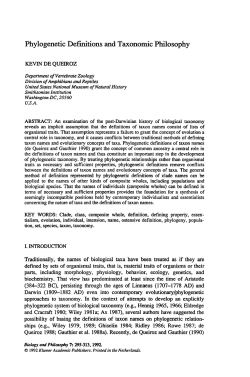Phylogenetic Deﬁnitions and Taxonomic Philosophy