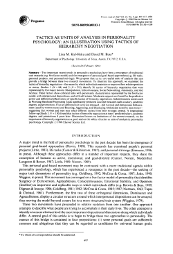 tactics as units of analysis in personality psychology