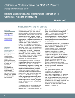 Algebra and Beyond - California Collaborative on District Reform