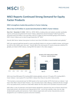 MSCI Reports Continued Strong Demand for Equity Factor Products
