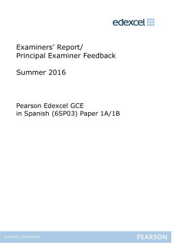 Examiner Feedback Summer 2016 - Edexcel